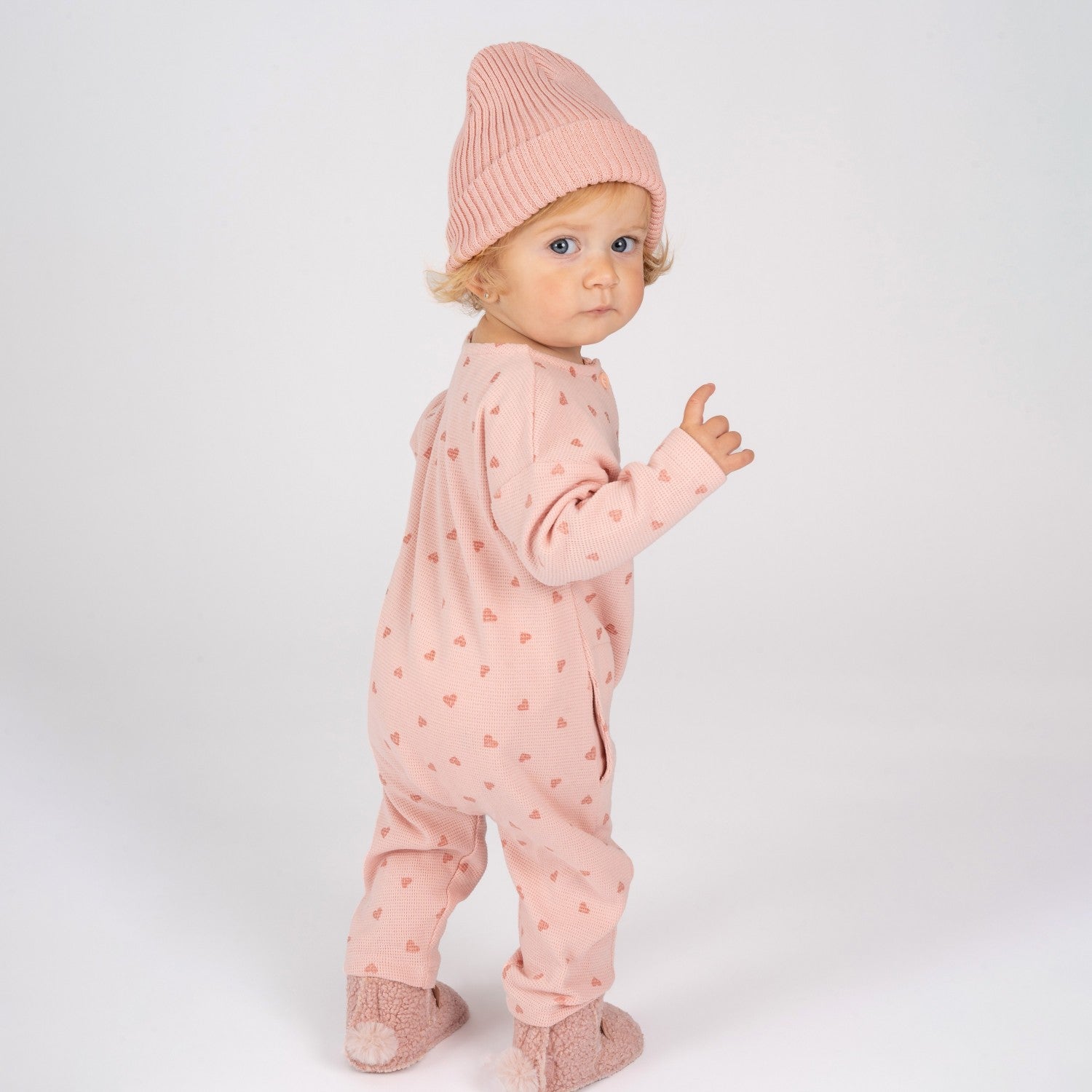 Pelele de bebé color estampado de corazones Outlet