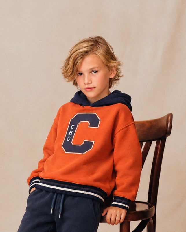 Sudadera con capucha de niño naranja CHG