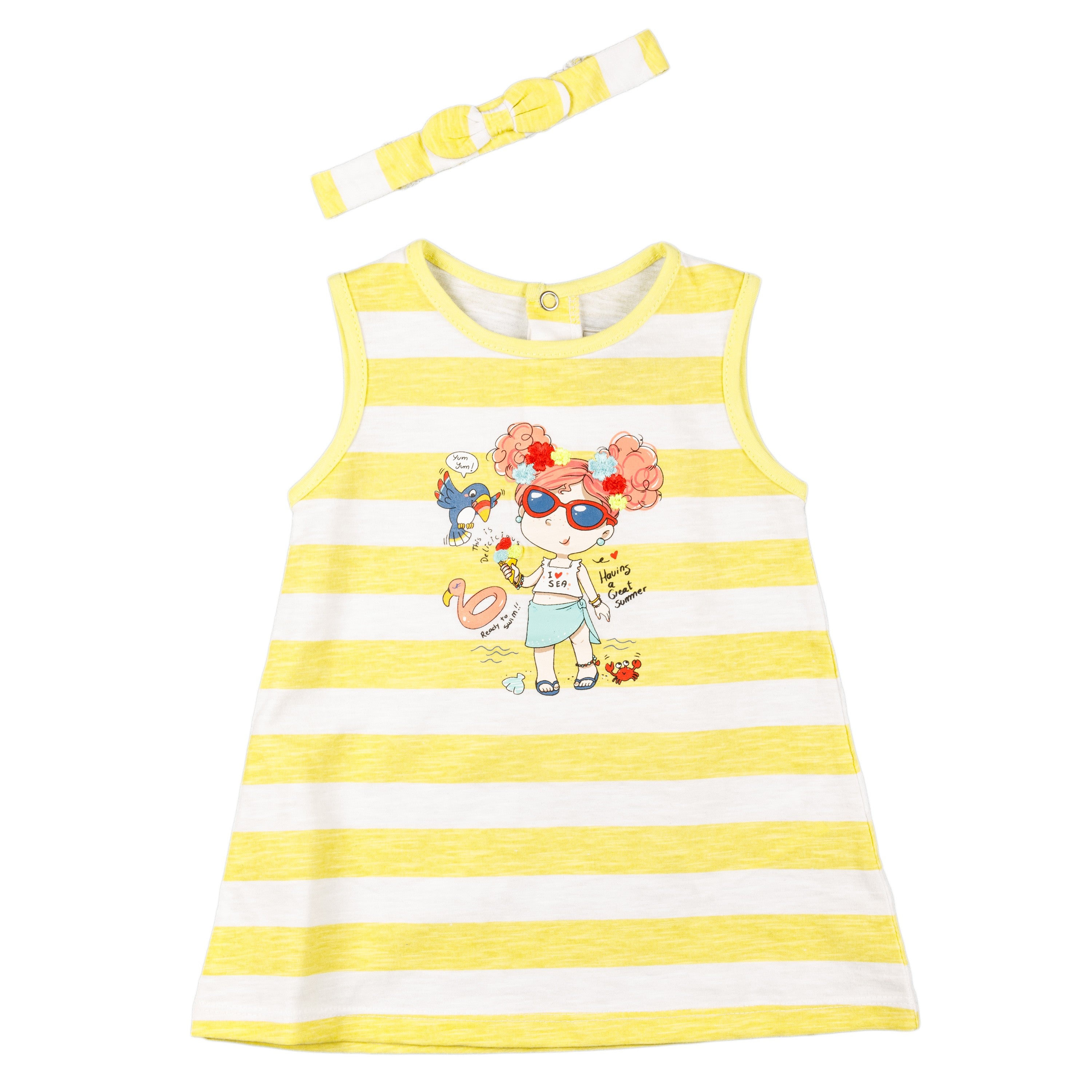 Vestido de bebé a rayas en color amarillo VERANO/Outlet