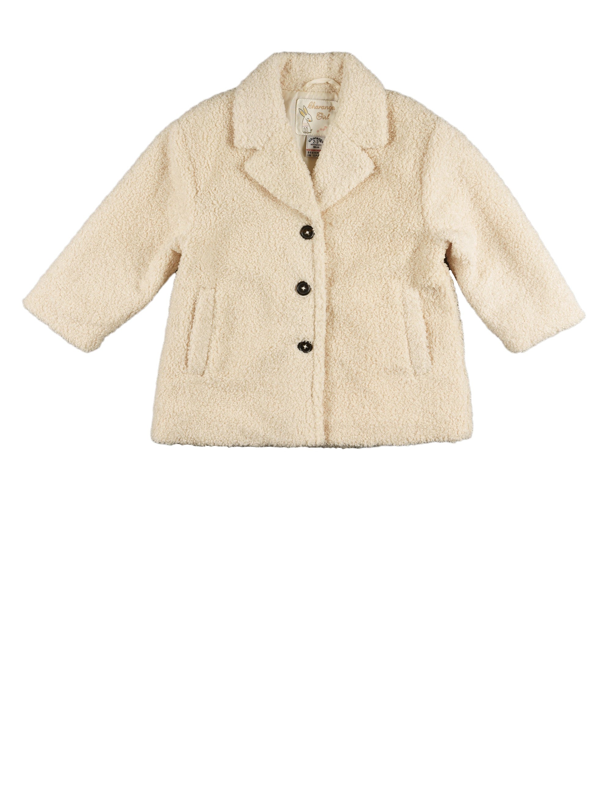 Abrigo de niña color crudo de borreguito Outlet