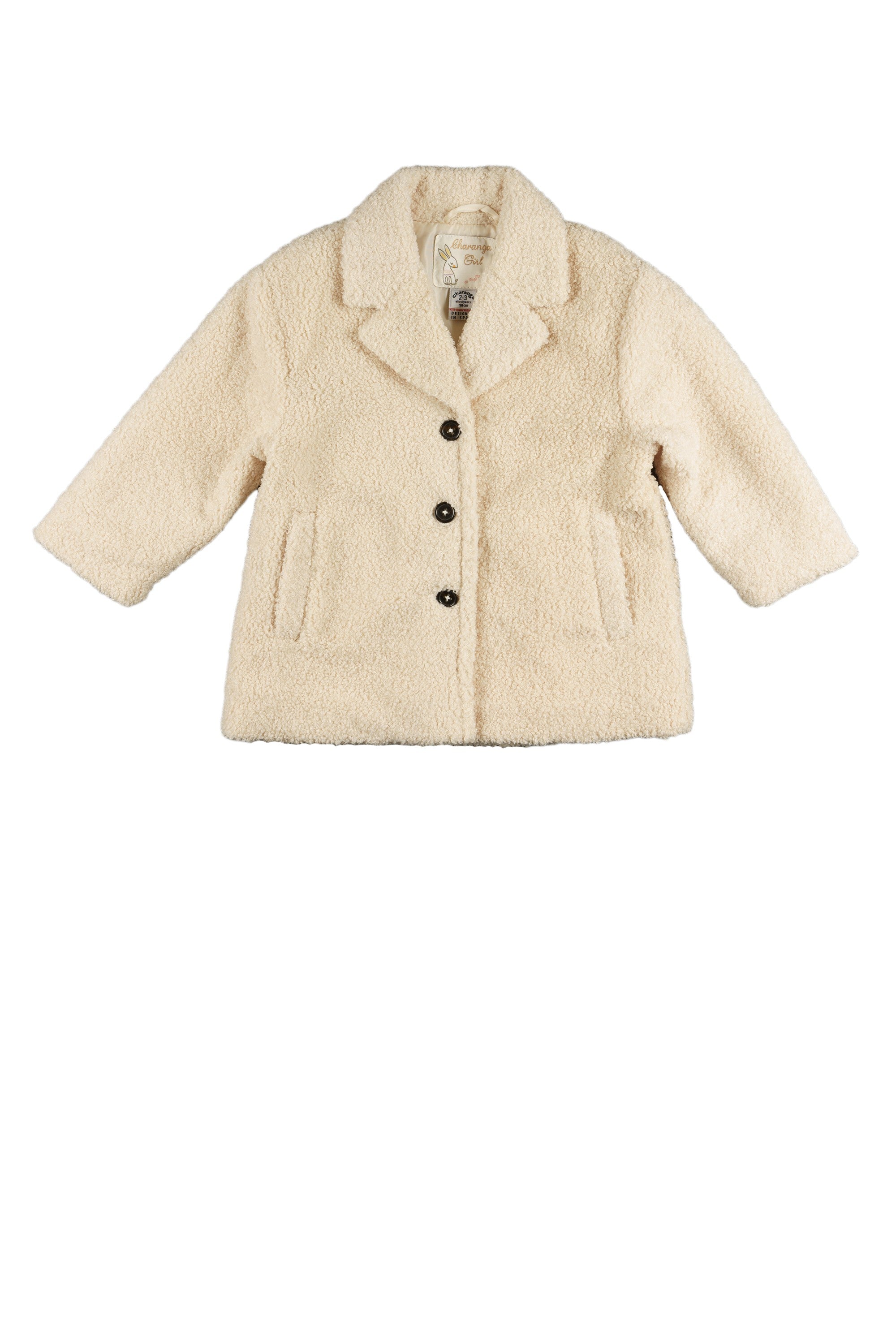 Abrigo de niña color crudo de borreguito Outlet