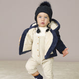 Blue newborn coat with inner shearling