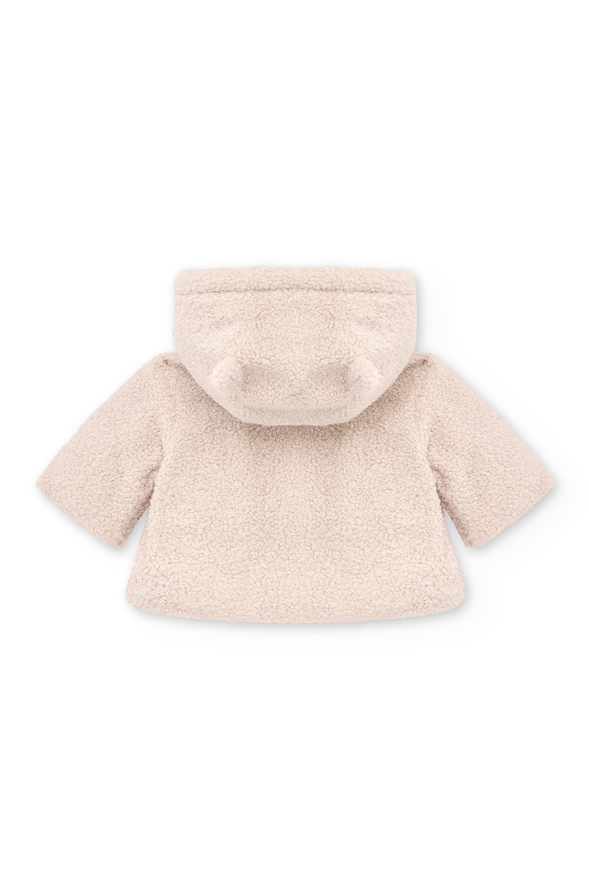 Abrigo de recién nacido color piedra de borreguito con orejitas Outlet