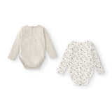 Pack of newborn bodysuits in gray and white tones