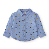 Blue baby shirt with autumn print