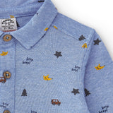Blue baby shirt with autumn print