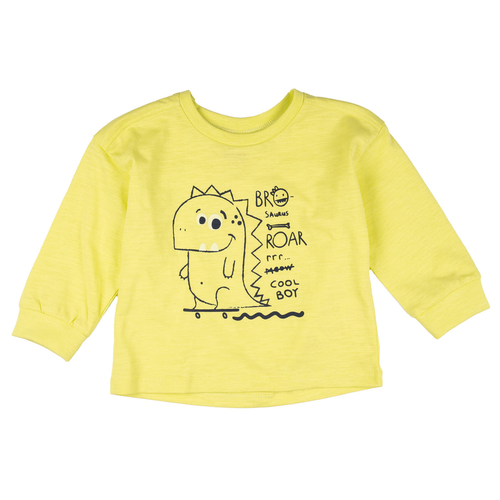 Camiseta de bebé de manga larga color amarillo Outlet