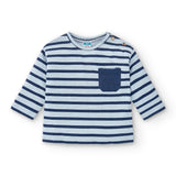 Blue striped t-shirt with pocket