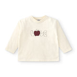 Ecru long-sleeved baby T-shirt with LOVE text