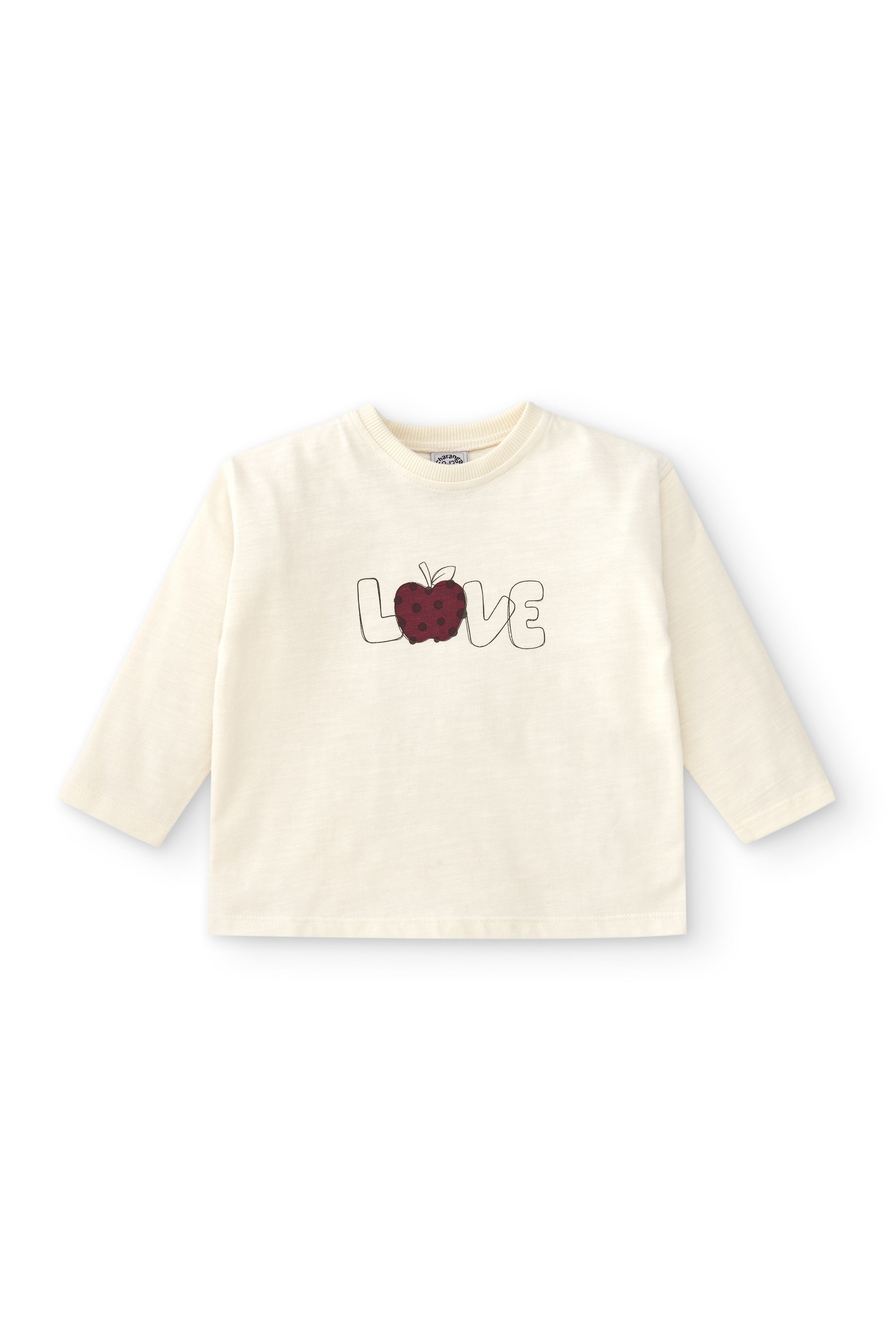 Camiseta de bebé de manga larga color crudo texto LOVE Outlet