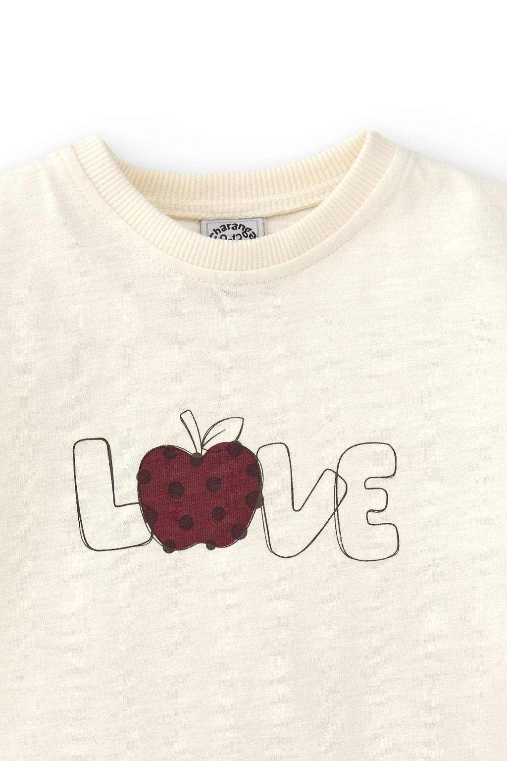 Camiseta de bebé de manga larga color crudo texto LOVE Outlet