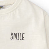 Ecru T-shirt with smile text