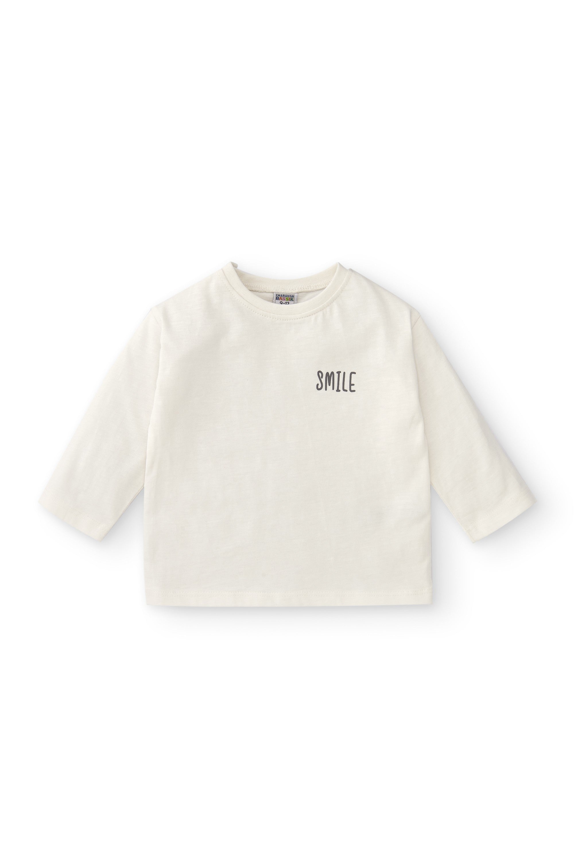 Camiseta en color crudo con texto smile Charanga