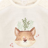 Ecru long-sleeved baby t-shirt with foxy print