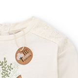Camiseta de bebé de manga larga color crudo estampado foxy