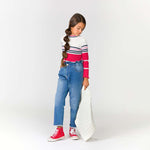 Camiseta de niña a rayas multicolor Outlet
