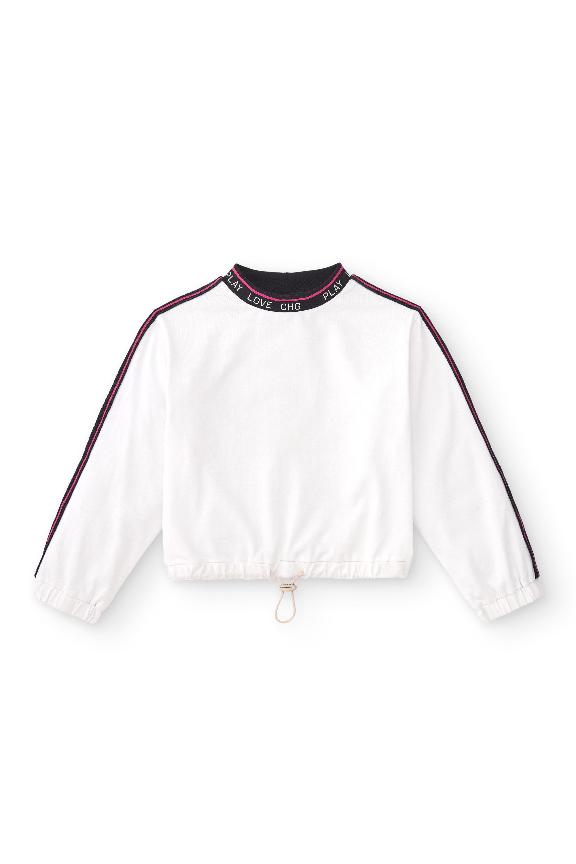 Sudadera niña blanca para deporte con bajo regulable