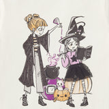 Girl's ecru t-shirt with witch drawing