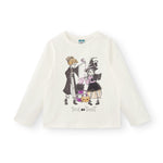 Camiseta de niña en color crudo con dibujo de brujas Charanga