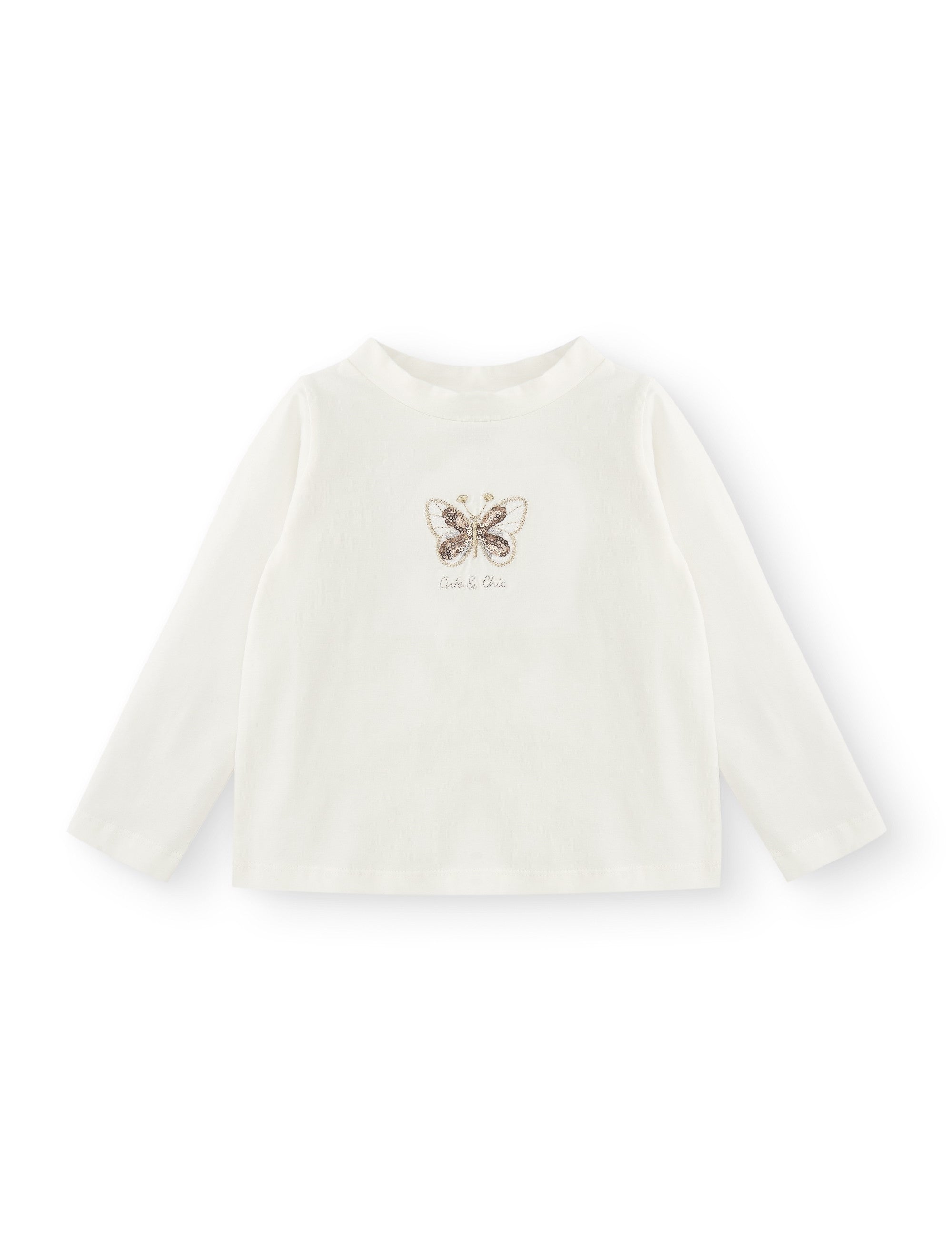 Camiseta de niña en color crudo con detalle mariposa Charanga