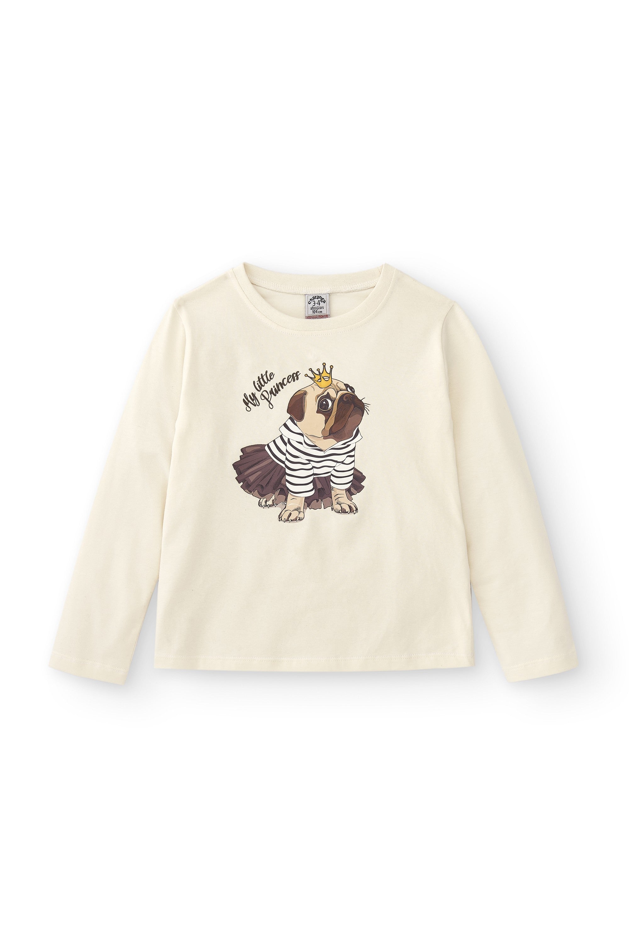 Camiseta de manga larga de niña color crudo Outlet