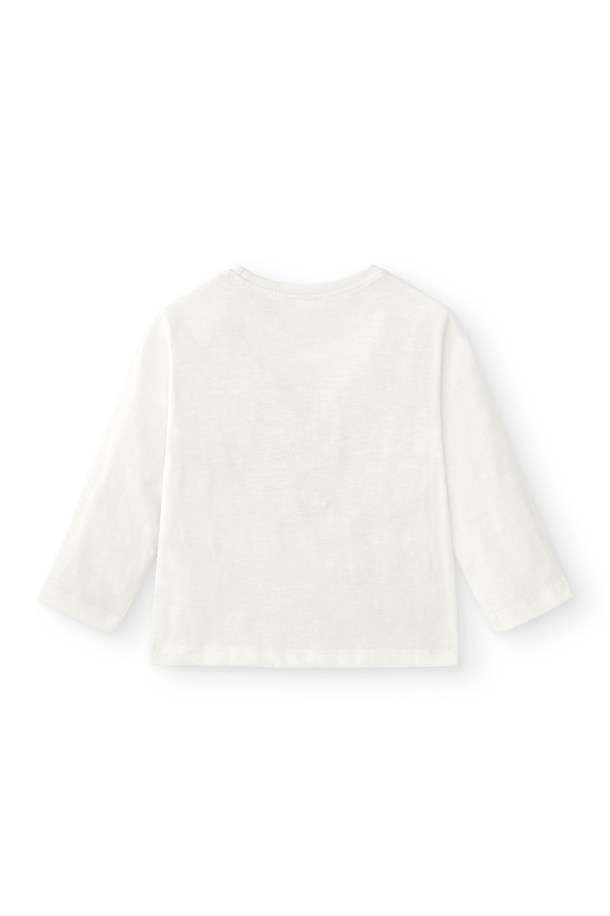 Camiseta de niña en color crudo y dibujo morado Charanga