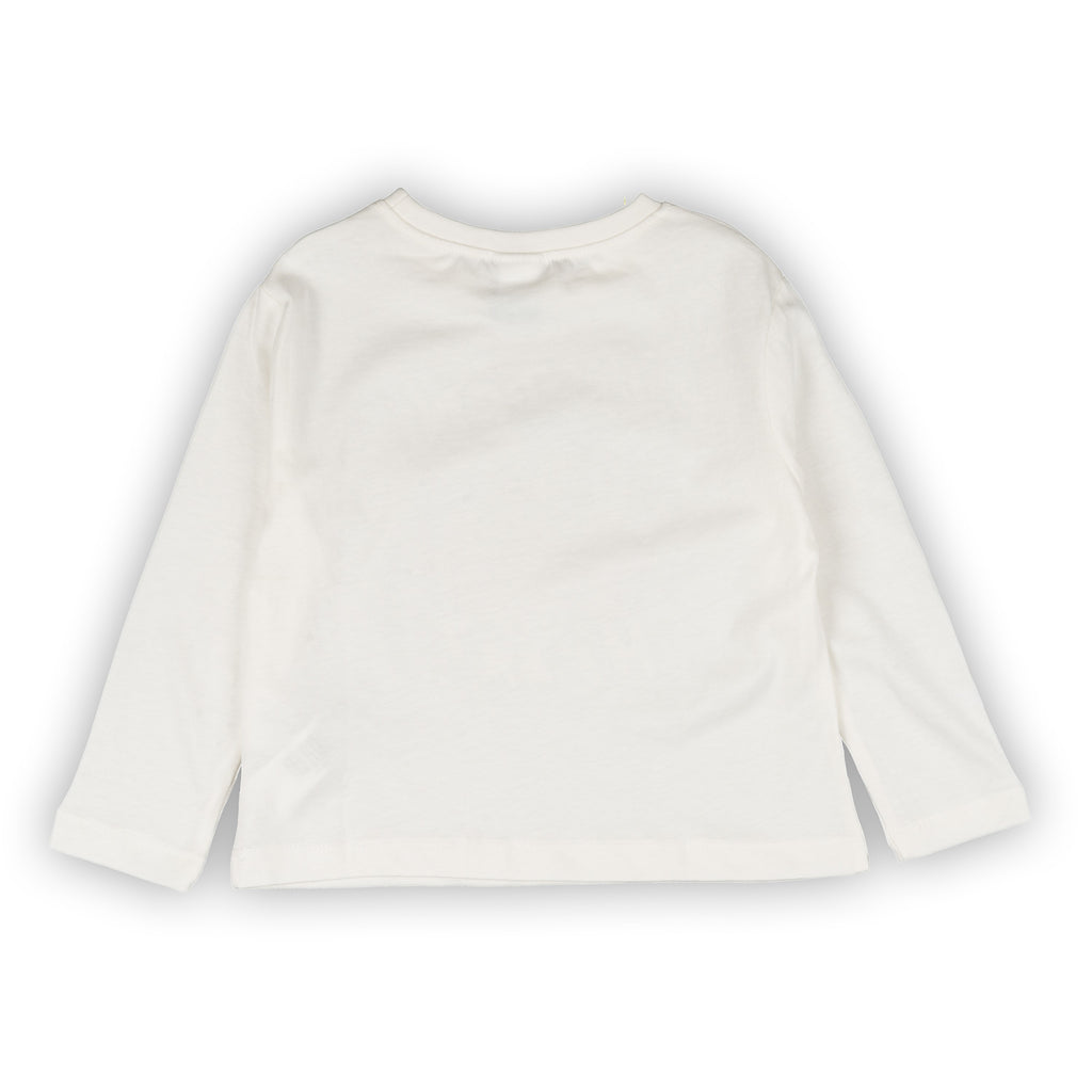 Camiseta de niña color crudo estampado de corazón Outlet