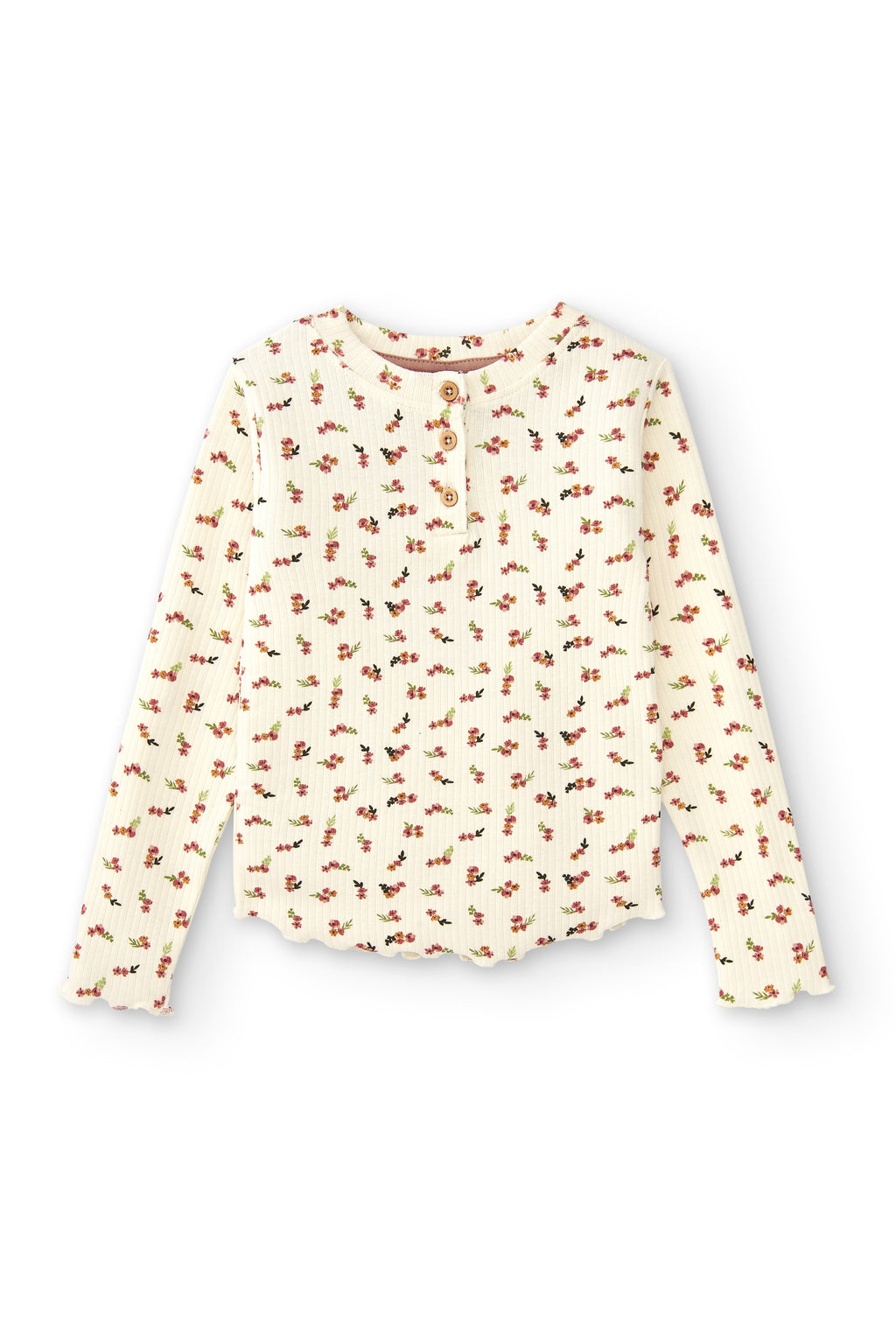 Camiseta de niña de manga larga estampado flores Outlet
