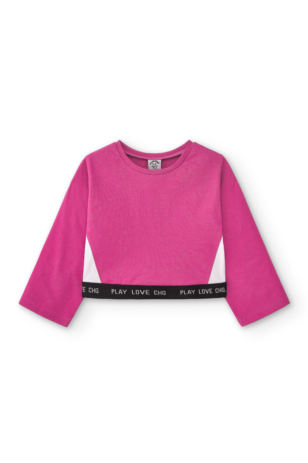 top corto fucsia niña para entrenamiento, manga media