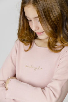 Camiseta de NIÑA rosa básica mensaje Charanga