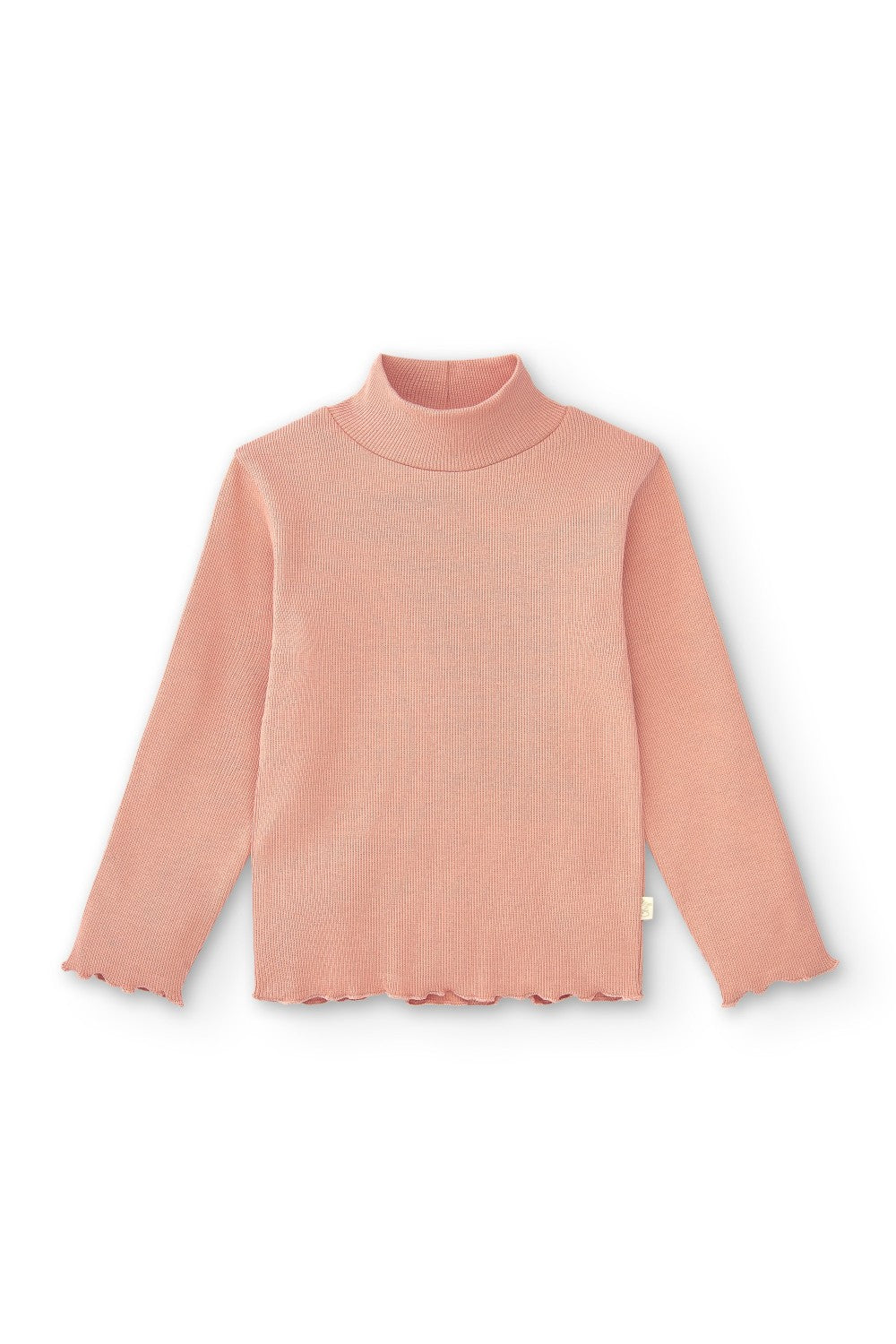vista frontal camiseta básica niña rosa manga larga