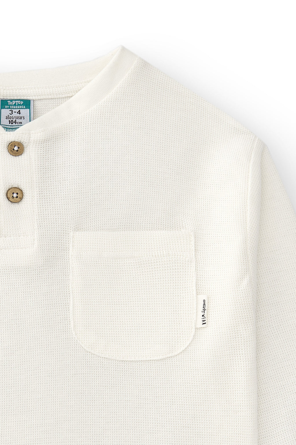 Camiseta de niño color crudo algodón botones Outlet