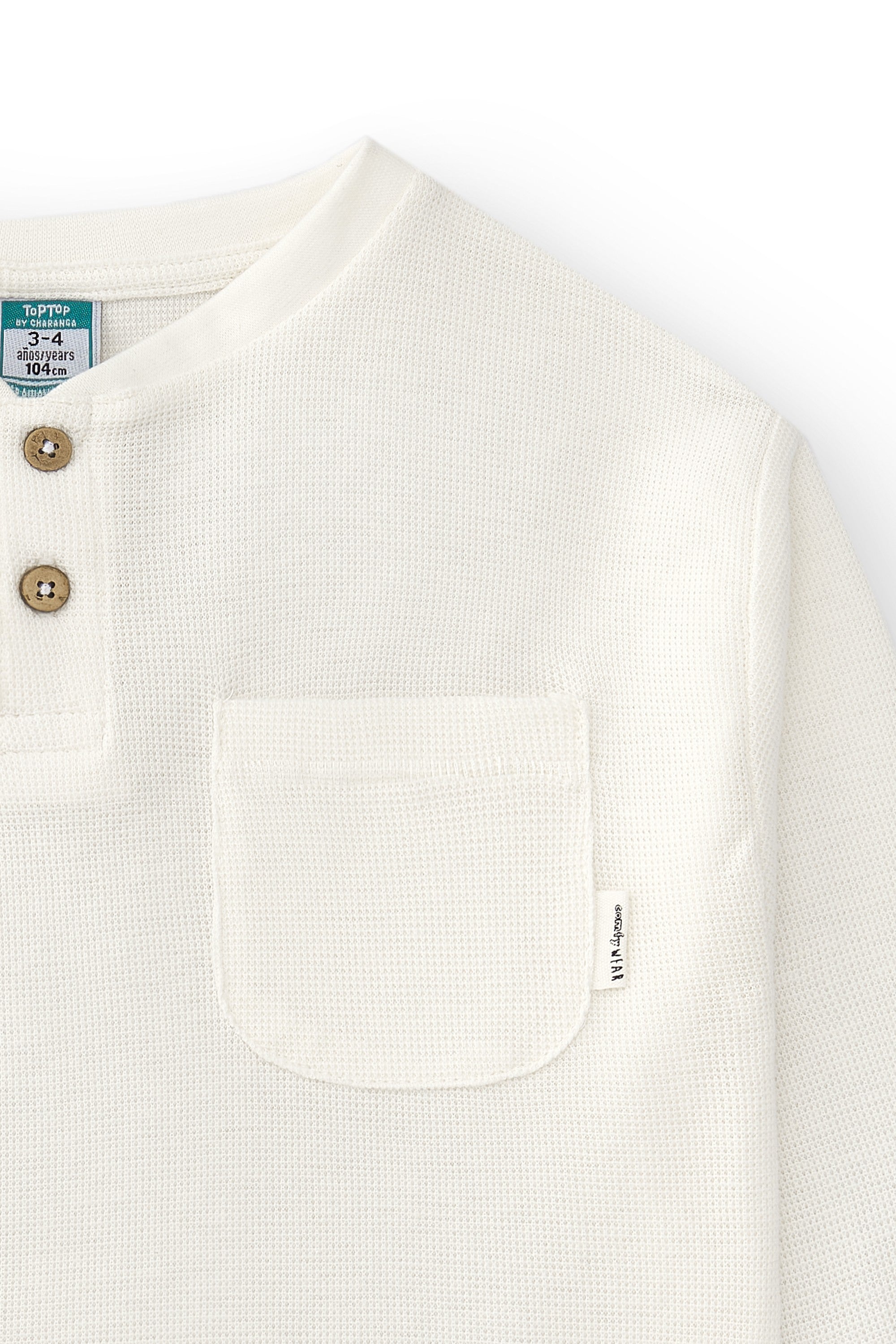 Camiseta de niño color crudo algodón botones Outlet