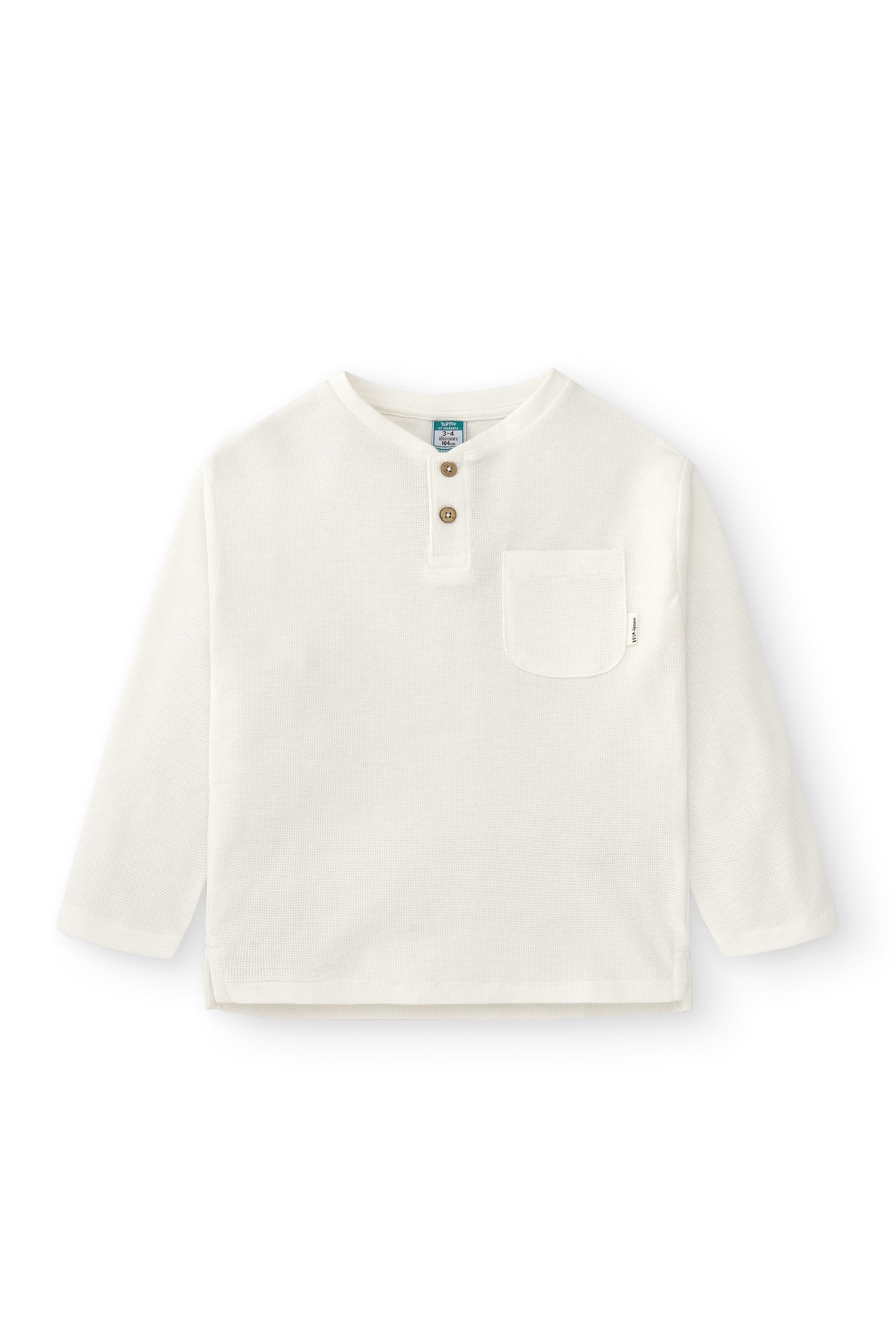 Camiseta de niño color crudo algodón botones Outlet