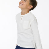 Boy's ecru cotton buttoned t-shirt
