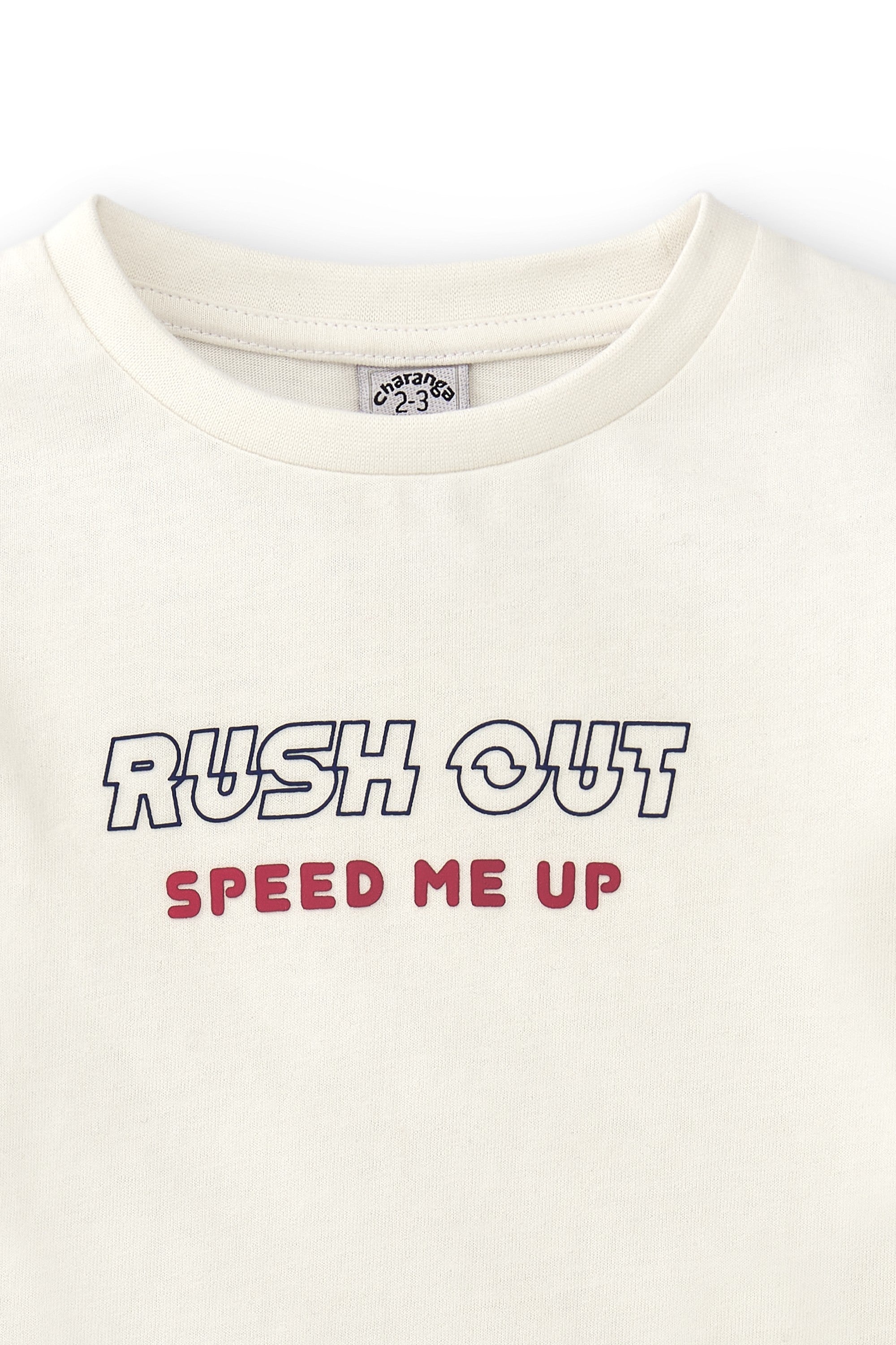 Camiseta de niño color crudo Rush out Outlet
