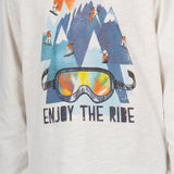 Camiseta de niño color crudo snowboard