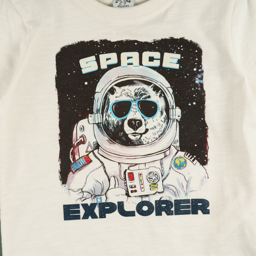 Camiseta de niño color crudo Space Outlet