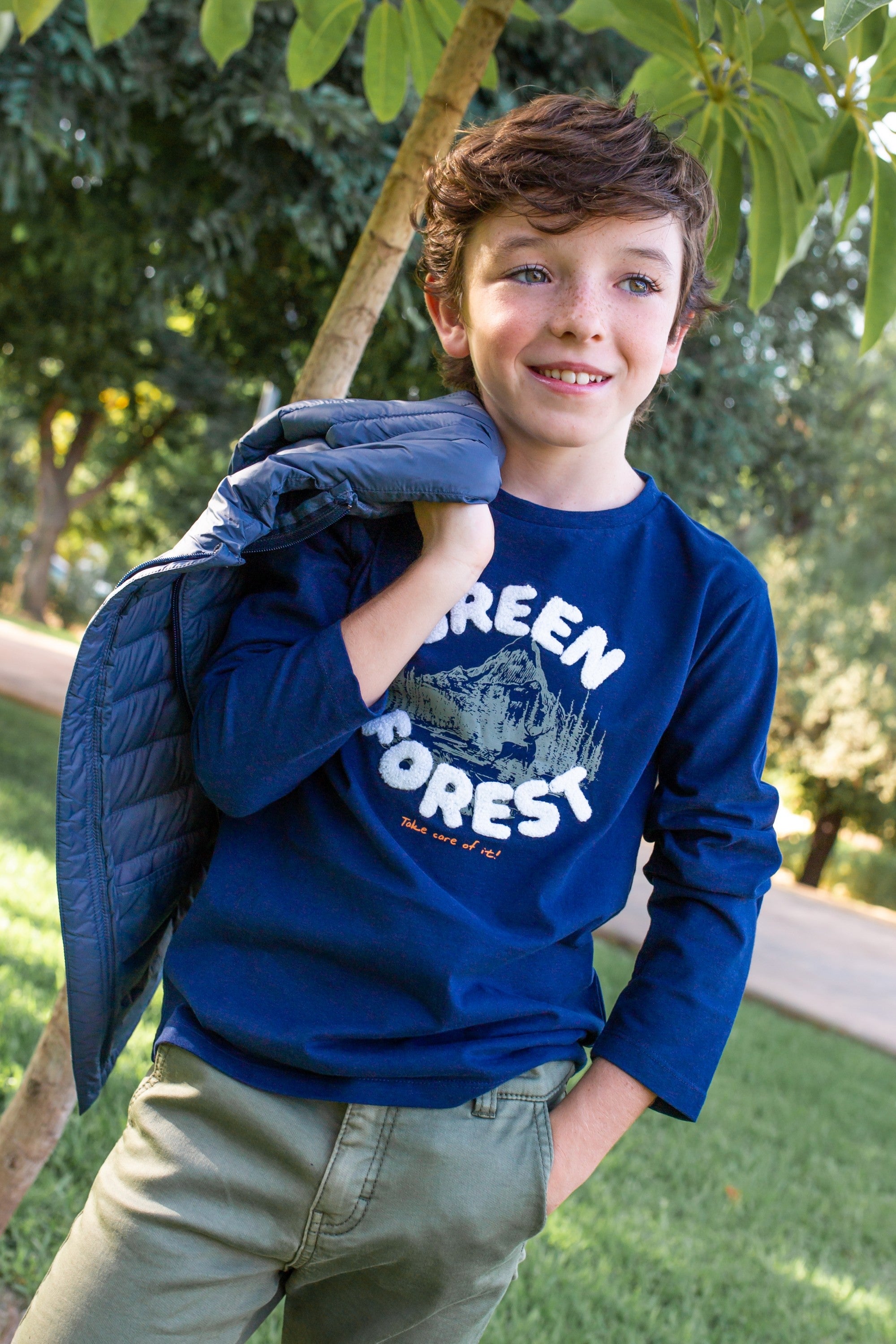 Camiseta de niño marino Green Forest Charanga