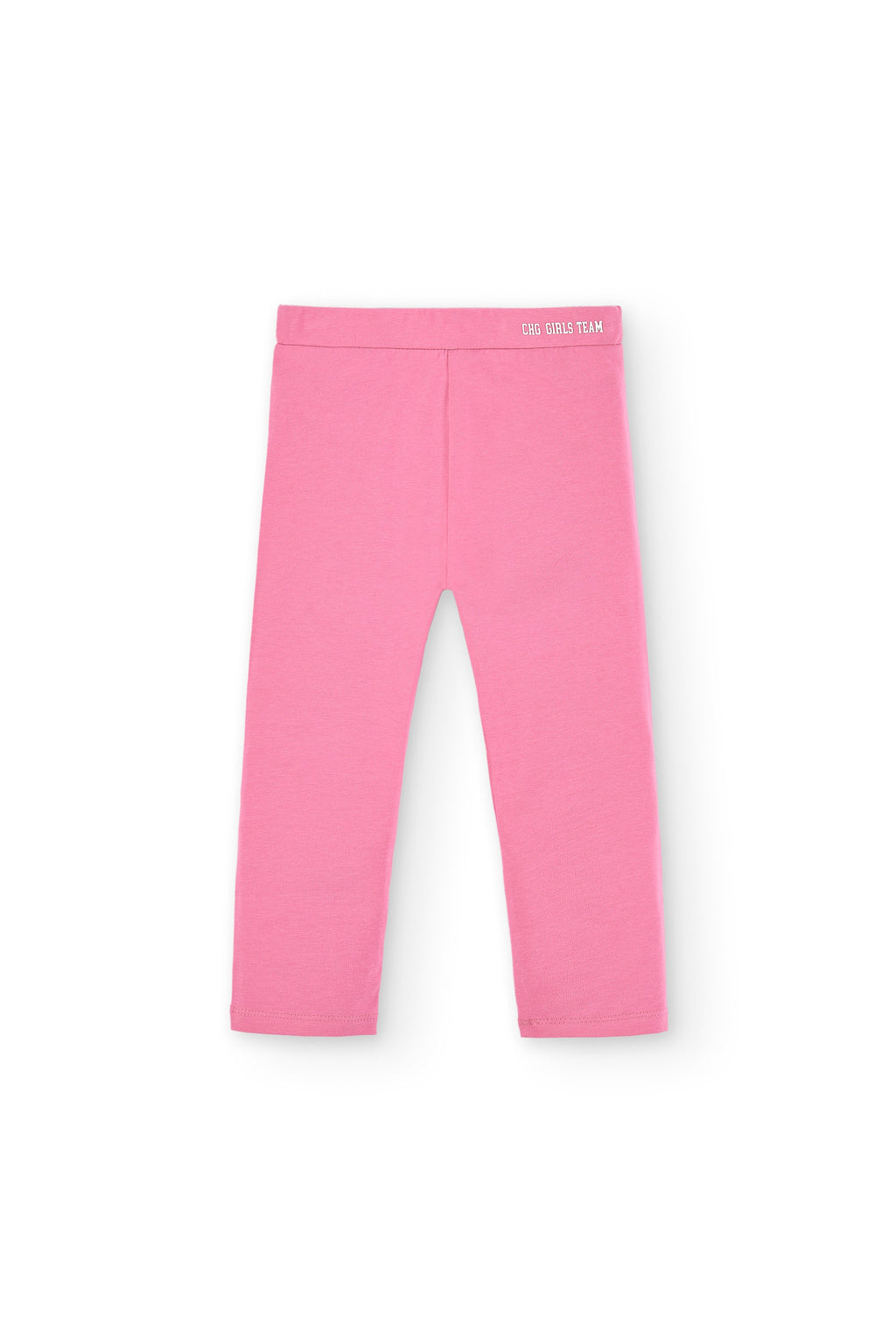 legging de niña fucsia con cintura elástica y largo tobillero