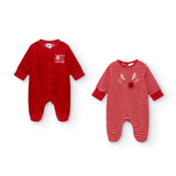 Pack of newborn red Christmas rompers