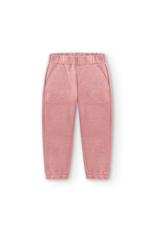 Jogger de niña rosa | Felpa suave con puños