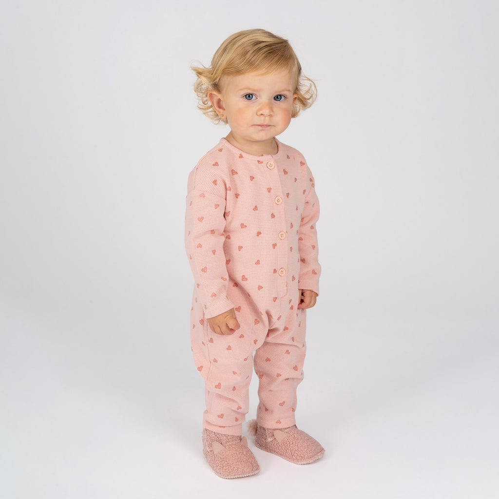 Pelele de bebé color estampado de corazones Outlet