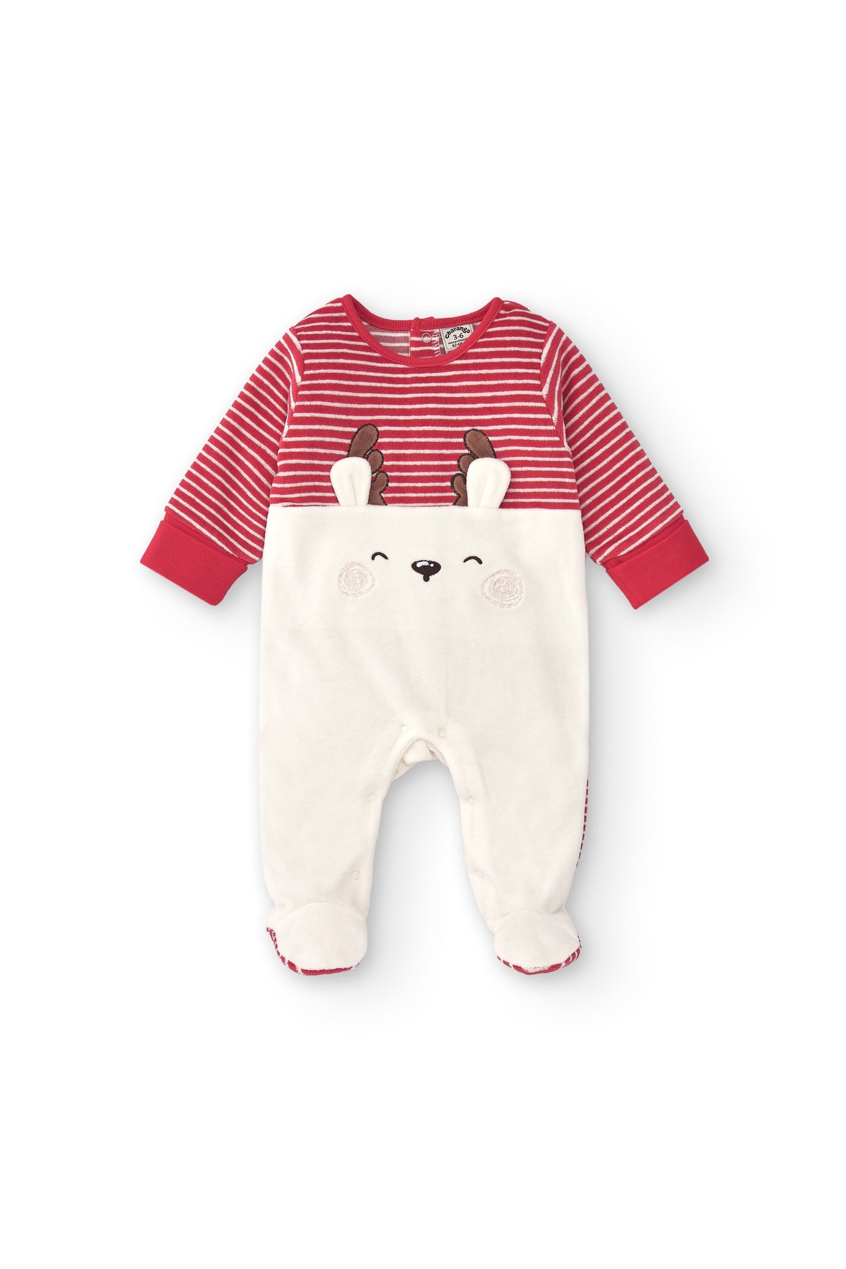 Pelele navideño blanco con dibujo festivo para bebé recién nacido vista frontal fondo blanco Charanga