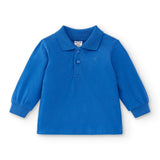 Basic long-sleeved blue baby polo shirt