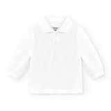 Basic white long sleeve baby polo shirt