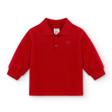 Basic long sleeve red baby polo shirt