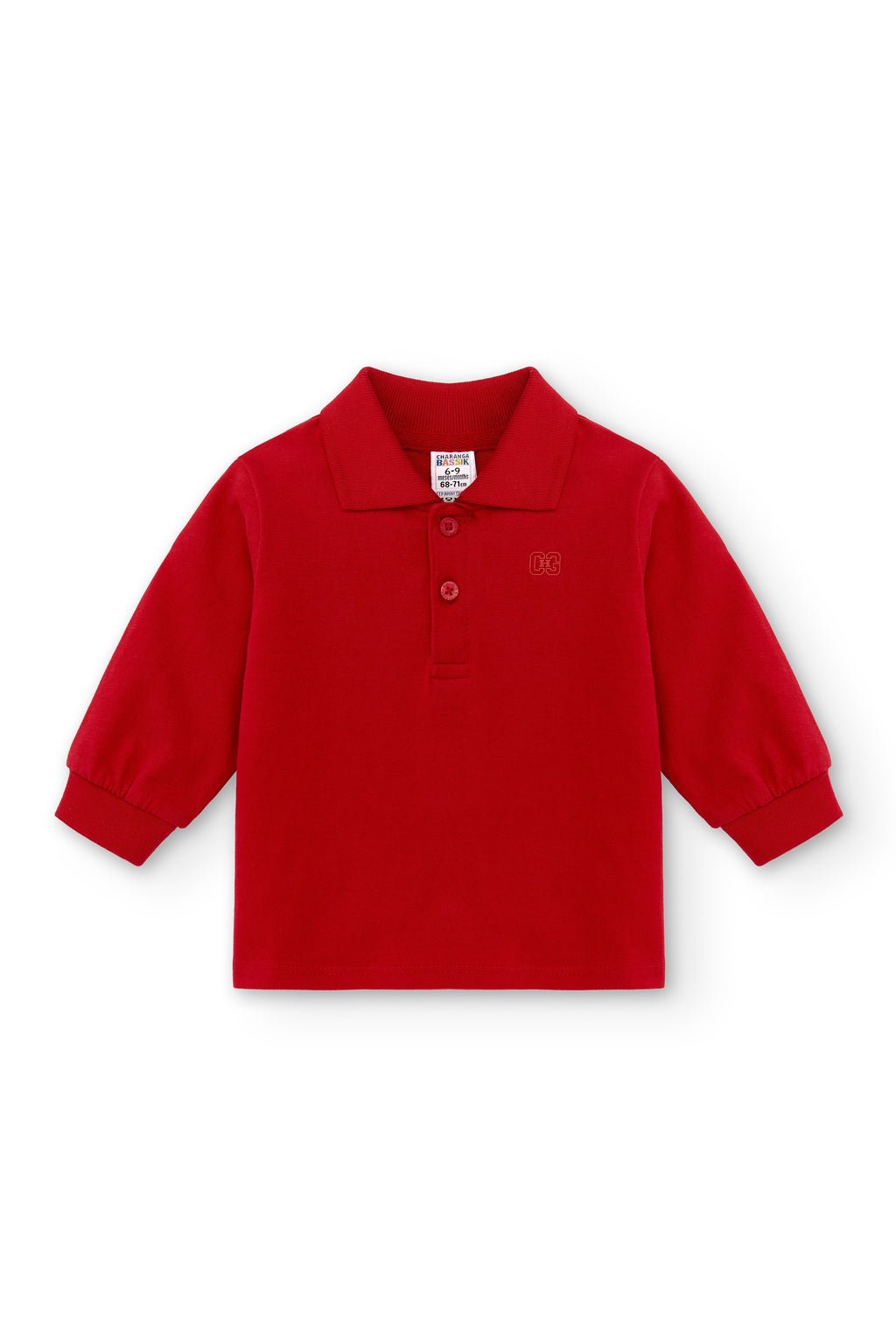 Polo de bebé rojo básico manga larga Charanga
