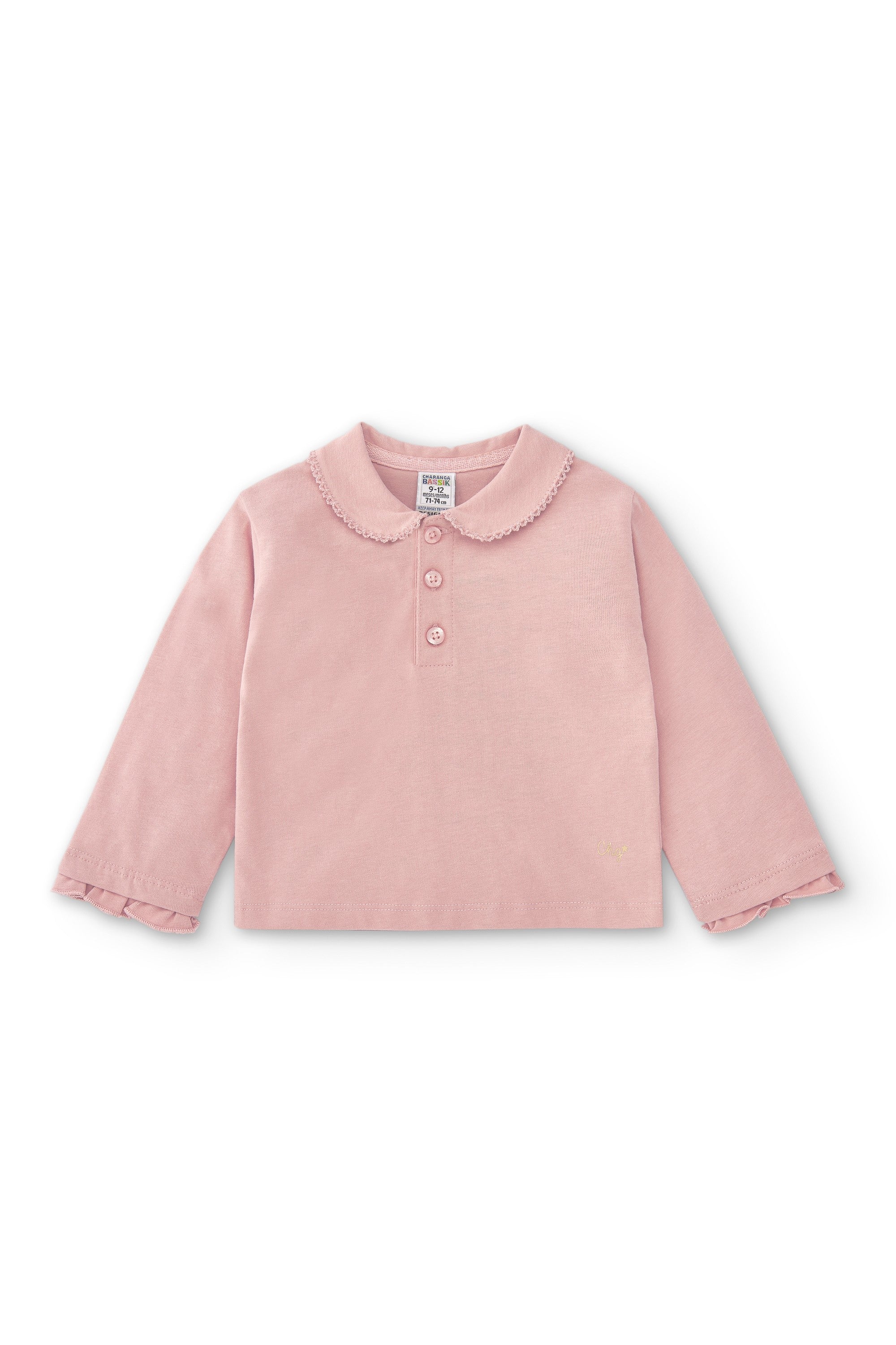 Polo de bebé rosa algodón Charanga