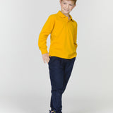 Basic yellow long-sleeved boy's polo shirt